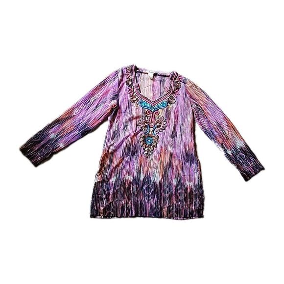 Lucky & Coco Tops - LUCKY & COCO WOMEN'S  SMALL TUNIC BEACH WEAR SWIMSUIT COVER UP HEAVILY BEADED